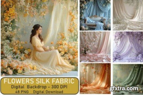 Flowers Silk Fabric Digital Backdrops