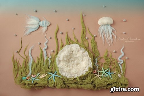 Sasha Chomakov - Newborn Digital backdrop - Sea