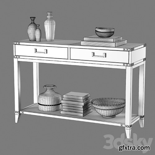 3dsky Pro - CAYDEN CAMPAIGN 2-DRAWER CONSOLE TABLE