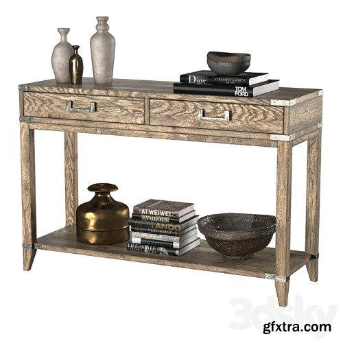 3dsky Pro - CAYDEN CAMPAIGN 2-DRAWER CONSOLE TABLE