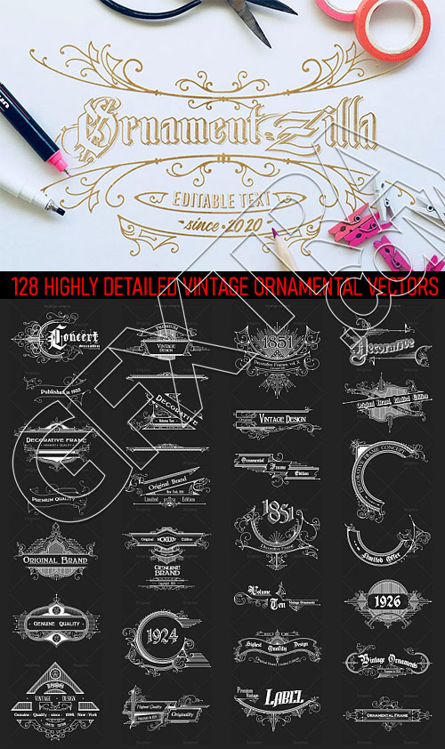 OrnamentZilla &ndash; Super Premium Vintage Elements EPS &amp; ABR