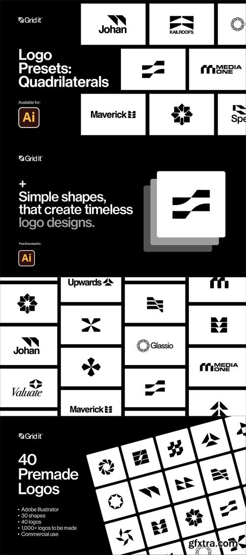 Quadrilaterals - 40 Premade Logos Quadrilaterals - 40 Premade Logos