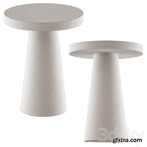 Willy White Plaster Pedestal Side Table