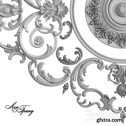 3dsky Pro - Rosette with stucco molding, set No. 117