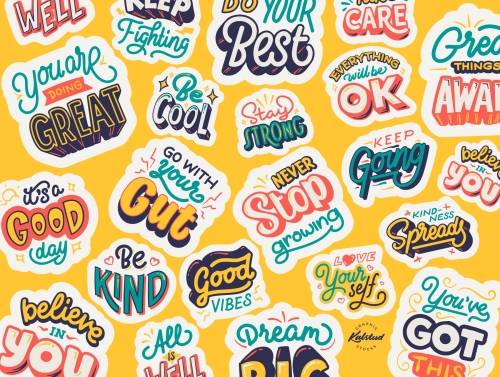 'Uplifting Lettering Stickers: Spread Positivity'