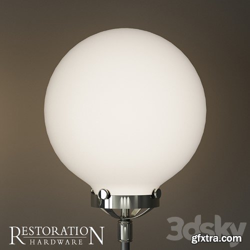 3dsky Pro - Rh bistro globe milk glass double sconce