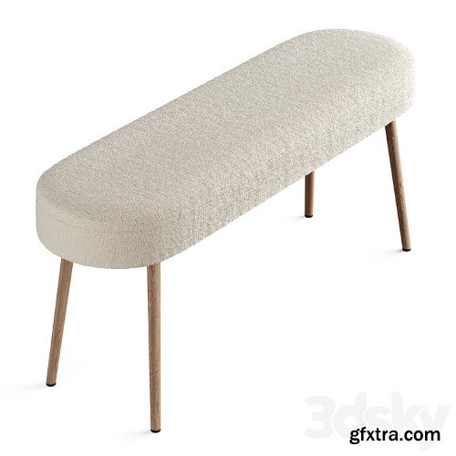 3dsky Pro - Bench in solid beech with boucle upholstery, Jimi