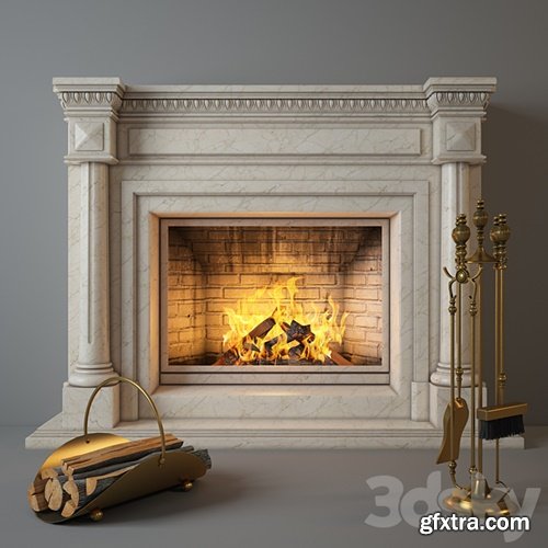 3dsky Pro - Fireplace Charlotte with accessories.