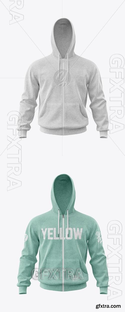 Melange Mens Full-Zip Hoodie Mockup (Front View) 40536 Melange Mens Full-Zip Hoodie Mockup (Front View) 40536