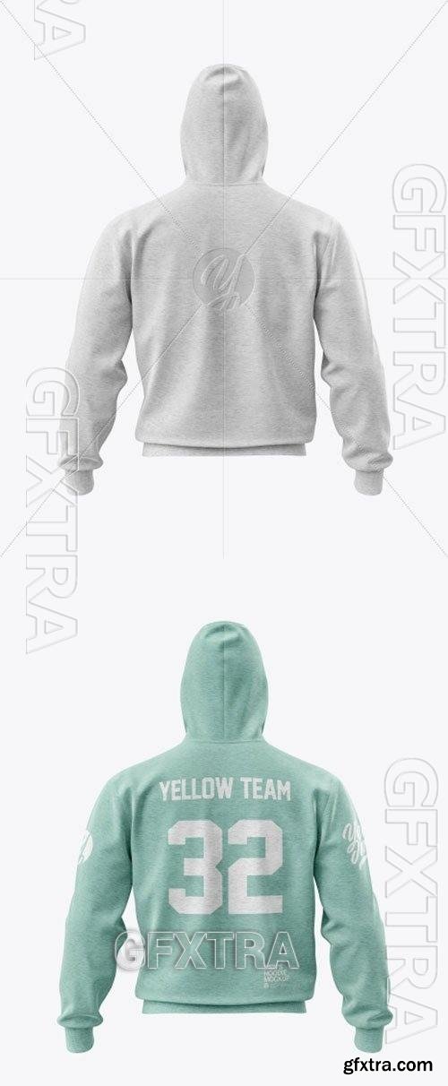 Melange Mens Full-Zip Hoodie Mockup (Back View) 40542 Melange Mens Full-Zip Hoodie Mockup (Back View) 40542