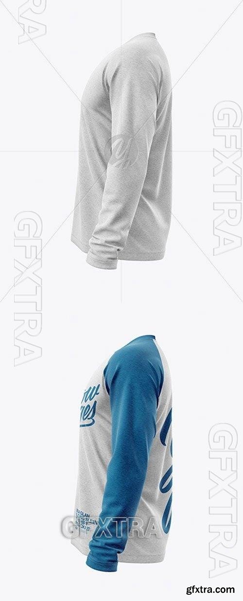 Melange Mens Raglan Long Sleeve T-Shirt Mockup 40499 Melange Mens Raglan Long Sleeve T-Shirt Mockup 40499