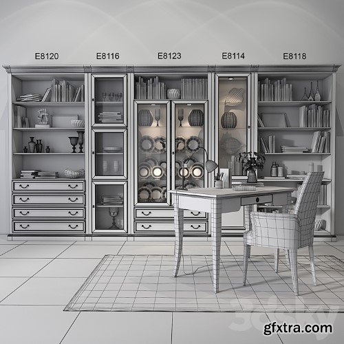 3dsky Pro - Selva bookcase Mirabeau set sections01