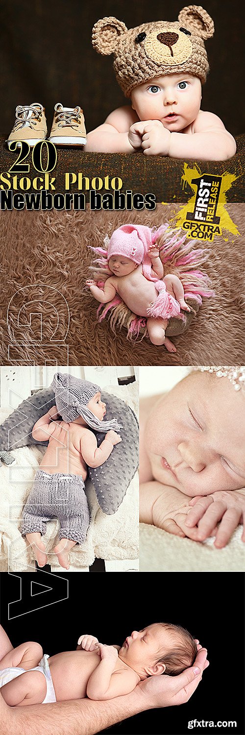 Adorable Newborn Babies Set Stock Photos 20