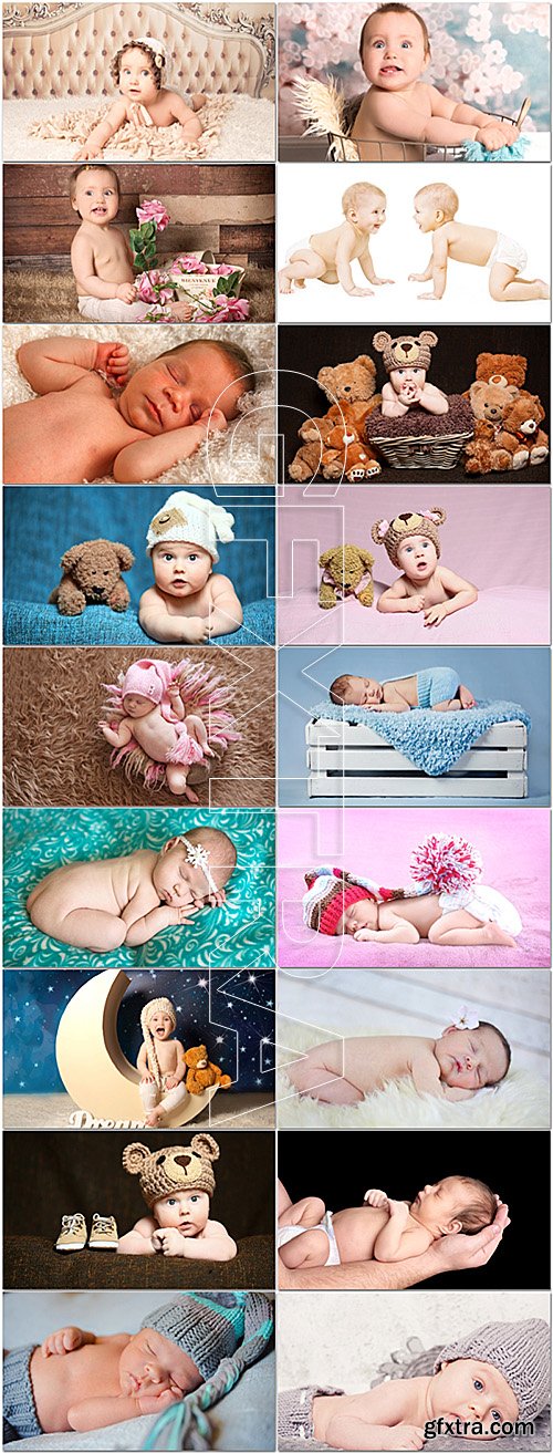 Adorable Newborn Babies Set Stock Photos 20