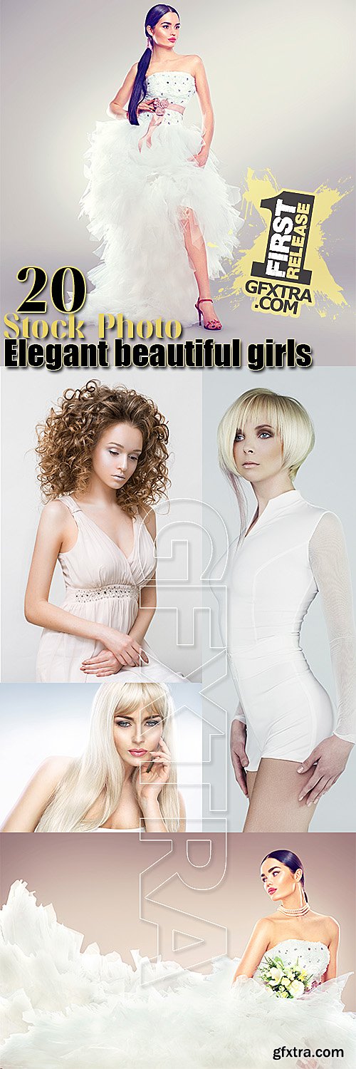 Elegant beautiful girls set stock photos 20