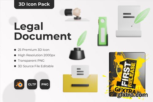 IconScout - Legal Document 3D Icon Pack