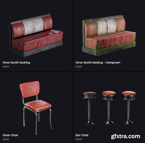 LeartesStudios - Collections Post Apocalyptic Diner Restaurant Props