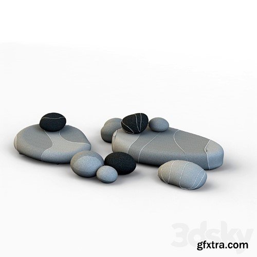 3dsky Pro - Floor cushions stones chair SMARIN 3