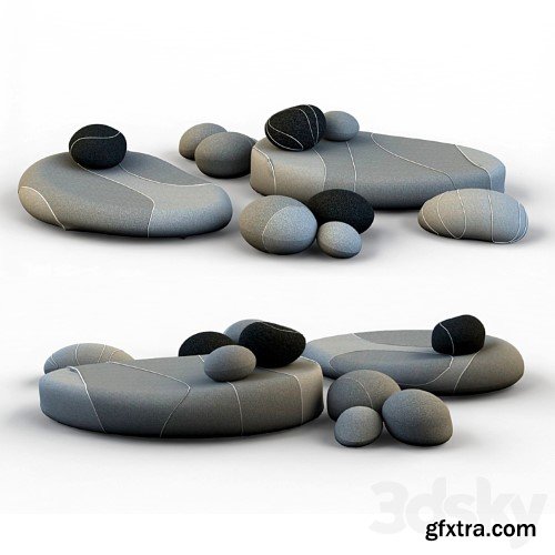 3dsky Pro - Floor cushions stones chair SMARIN 3