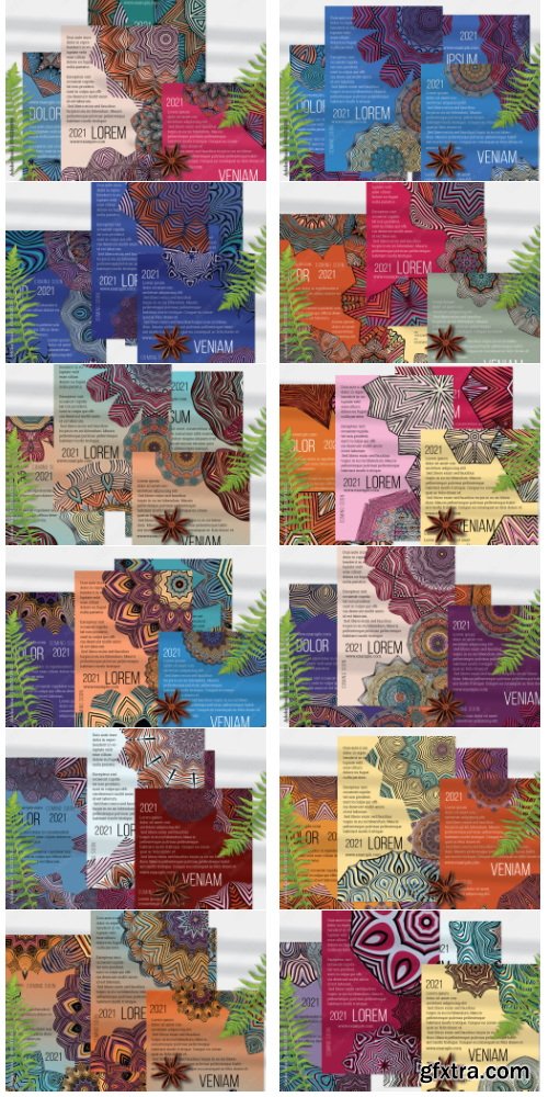 Flyer Layout With Mandala And Ethnic Tribal Lace Flower Elements 24xAI