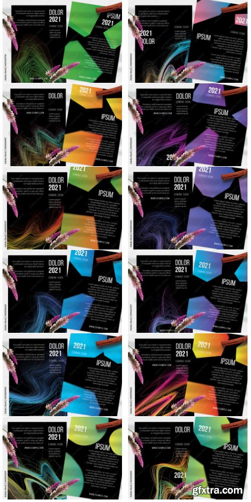 Flyer Layout With Motion Blur And Abstract Glowing Shapes 24xAI