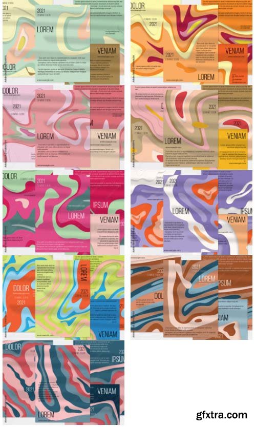 Flyer Layout With Paper Cut Craft Wavy Layered Texture 33xAI