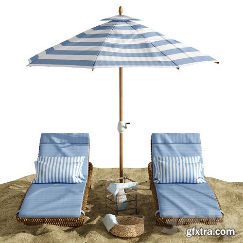 3dsky Pro - Beach umbrella and chaise longue set 2