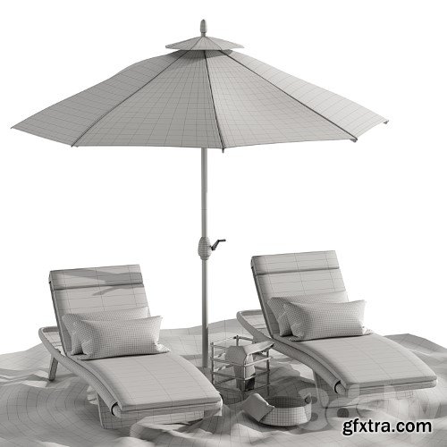 3dsky Pro - Beach umbrella and chaise longue set 2