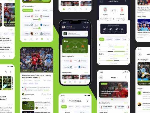'ScorePlay - Live Score & Streaming Football App Ui Kits'