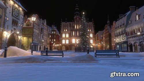 CGTrader - Town Square Christmas 3D model