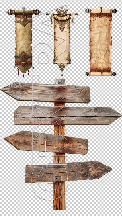 Vintage Authentic Wooden Items 28xPNG