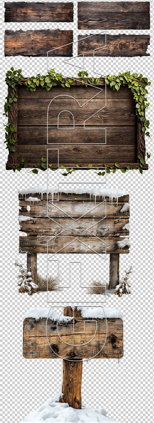 Vintage Authentic Wooden Items 28xPNG