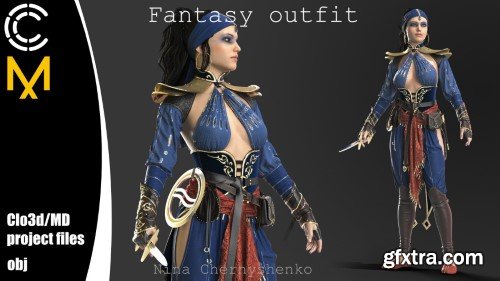 Artstation - Fantasy outfit. Marvelous Designer/Clo3d project + OBJ.