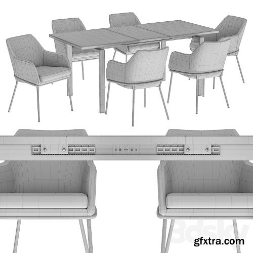 3dsky Pro - Dining chair Cozy and table Areal