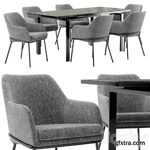 3dsky Pro - Dining chair Cozy and table Areal