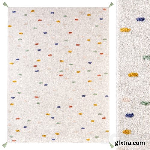 3dsky Pro - Polka dot carpet with pompoms Zara Home Colored Polka Dot Pompom