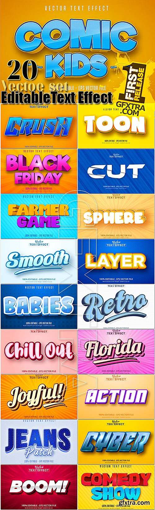 20 Editable Vector Text Effect, Font Style