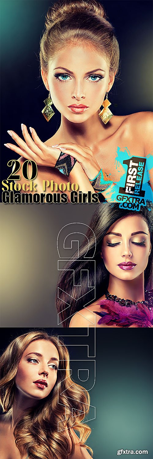 Beautiful Glamorous Girls Set 20 Stock Photos