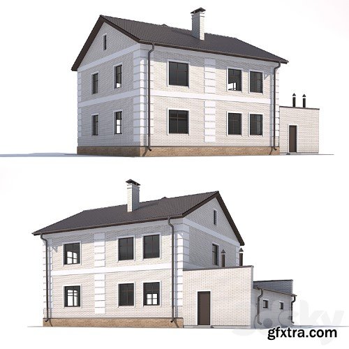3dsky Pro - Two-storey country cottage with a garage.