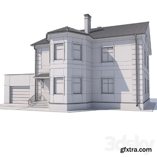 3dsky Pro - Two-storey country cottage with a garage.
