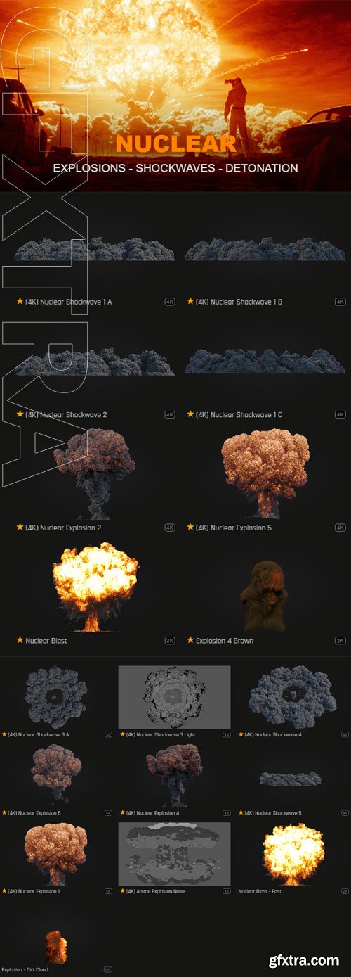 ProductionCrate - Explosions Nuclear Bomb - 18 4K VFX Items