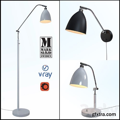 3dsky Pro - Lamps from the company Markslöjd, model FREDRIKSHAMN, -table lamp, floor lamp and sconces.