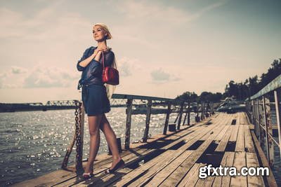 Vintage Style Female Model on Old Pier 25xJPG