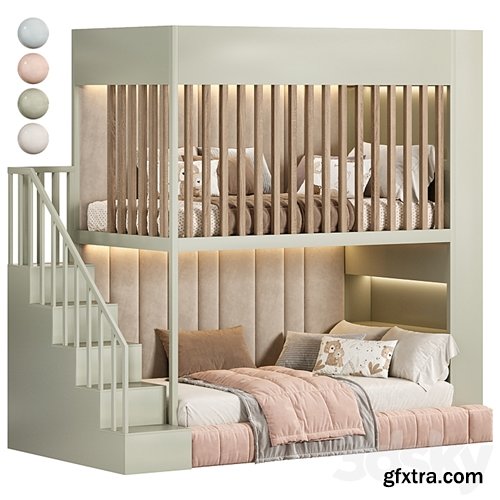 3dsky Pro - Designer two-level bed Kids room