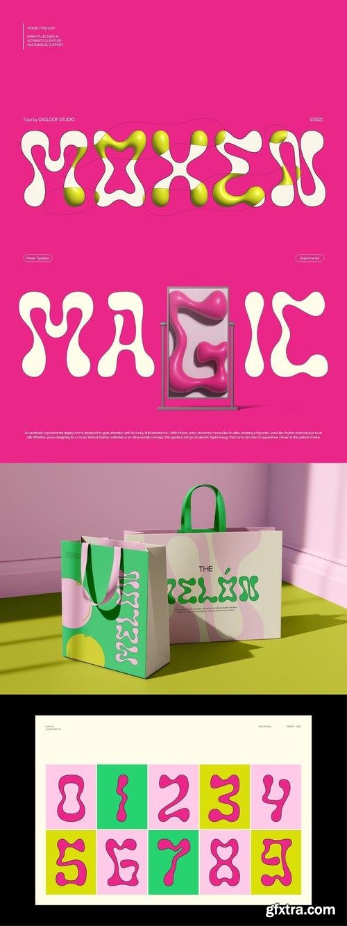 Moxen - Liquid Funky Wavy Groovy Bubble Tiki Font