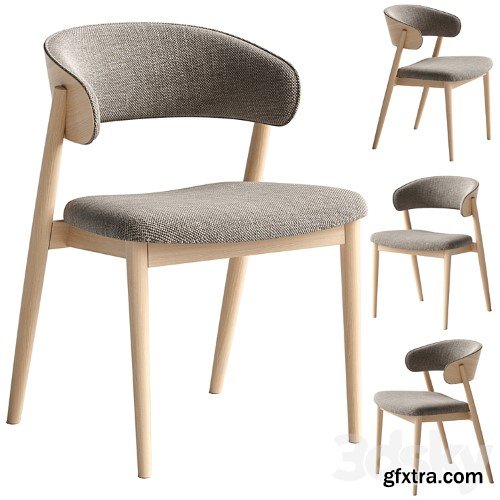 3dsky Pro - Chair Siena beige brown fabric solid beech natural