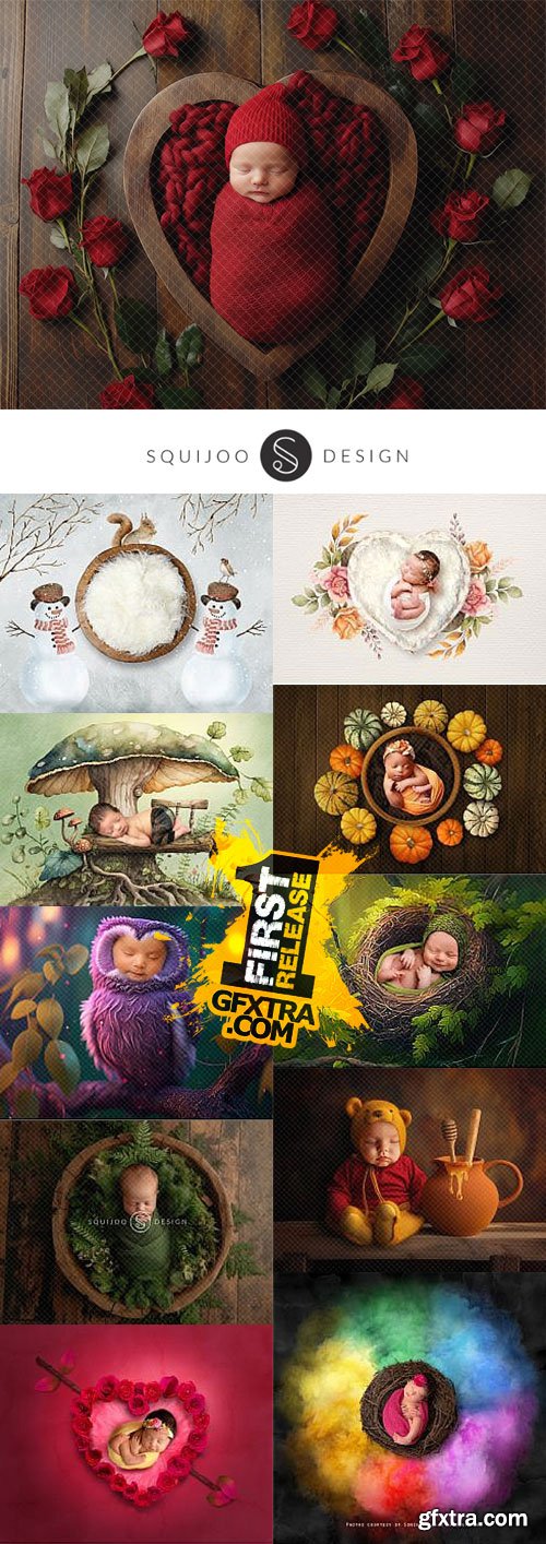 Squijoo - Digital Backdrops - Newborn 75xPSDs