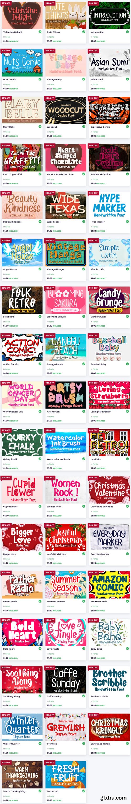 Sweet Handwritten Fonts Bundle - 50 Premium Fonts