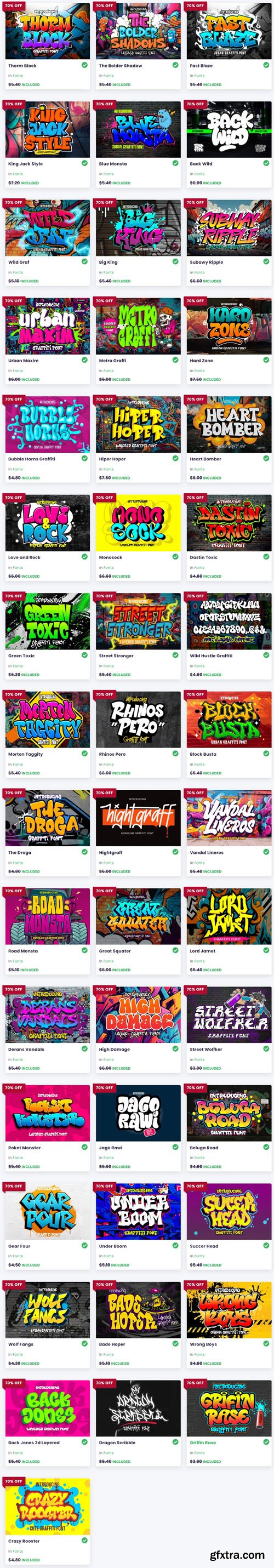 Urban Vibes - Graffiti Font Bundle - 46 Premium Fonts