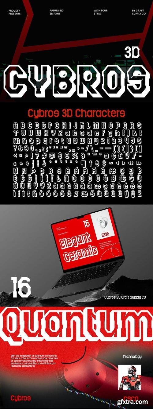 Cybros 3D font